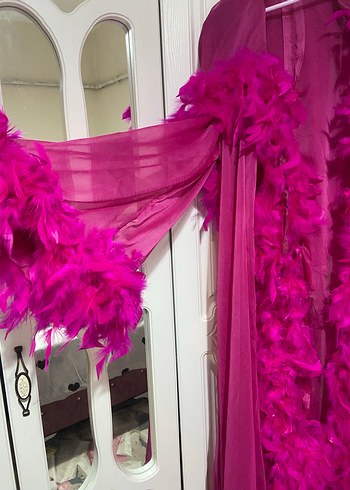 Fuşya kına elbisesi ve sabahlık - Görsel 2