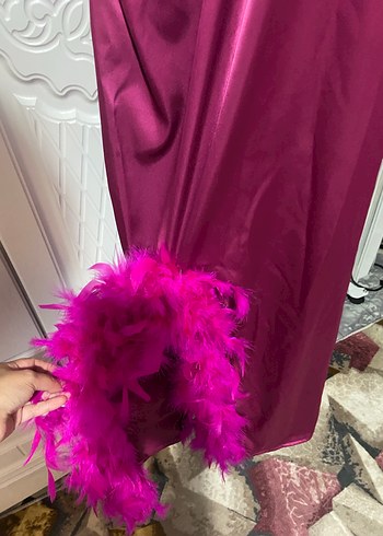 Fuşya kına elbisesi ve sabahlık - Görsel 6