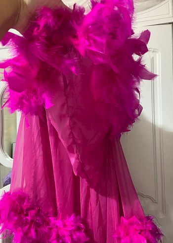 Fuşya kına elbisesi ve sabahlık - Görsel 4