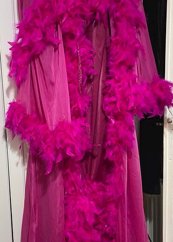 Fuşya kına elbisesi ve sabahlık - Görsel 9