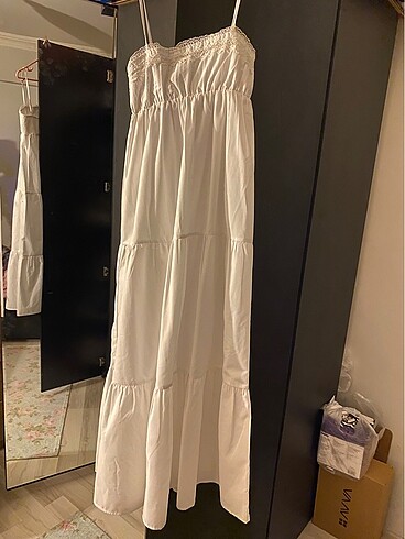 xs Beden ZARA BEYAZ POPLIN ELBİSE