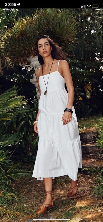 Zara ZARA BEYAZ POPLIN ELBİSE