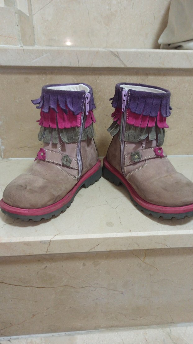 Nakışlı Püsküllü Pembe Gri Kız Botu - Görsel 2