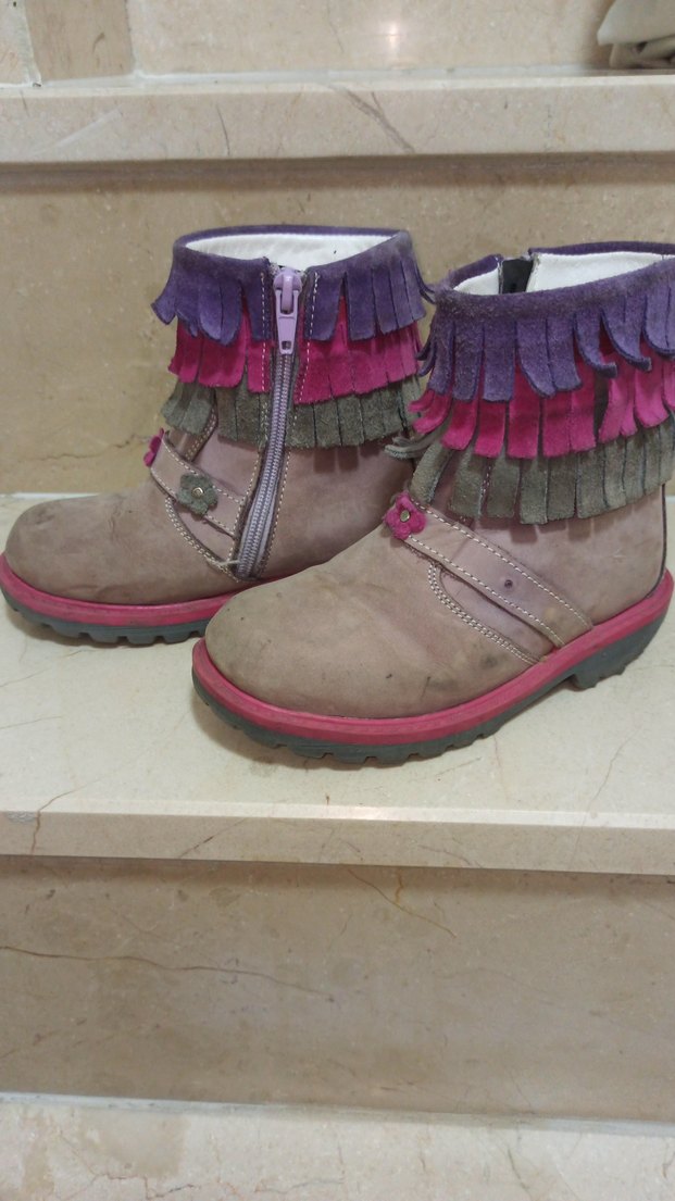 Nakışlı Püsküllü Pembe Gri Kız Botu - Görsel 3