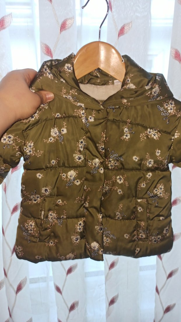 Kız Çocuk Nakışlı Düğmeli Koyu Kahverengi Mont - Görsel 2