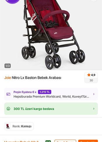 Joie Nitro LX İstanbul içi elden teslim olur Bordo Bebek Arabası - Görsel 4