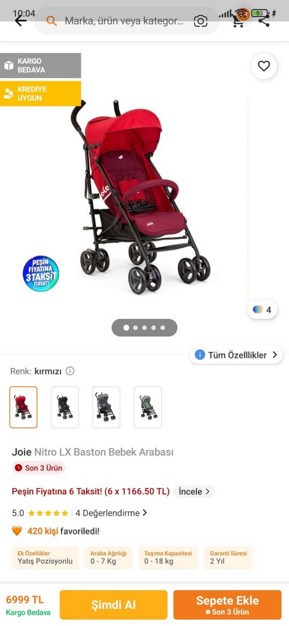 Joie Nitro LX İstanbul içi elden teslim olur Bordo Bebek Arabası - Görsel 5