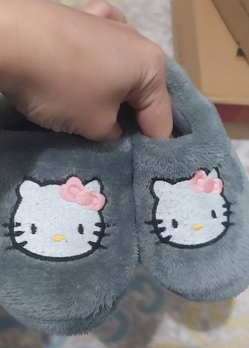 Kız Çocuk Gri Nakışlı Sıcak Terlik - Görsel 3