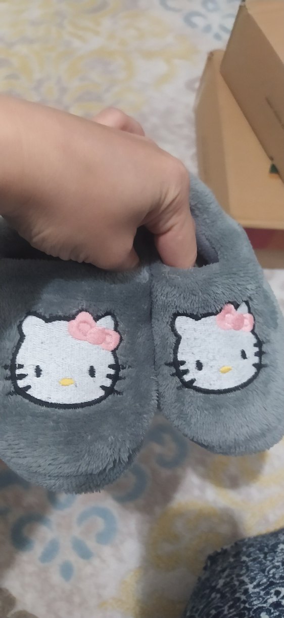 Kız Çocuk Gri Nakışlı Sıcak Terlik - Görsel 3