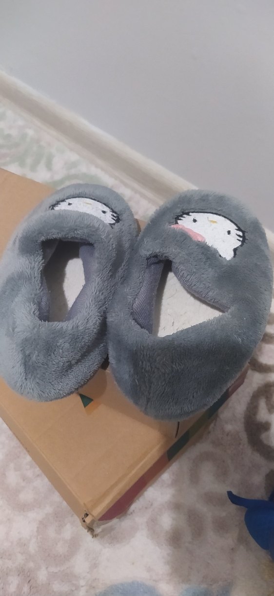 Kız Çocuk Gri Nakışlı Sıcak Terlik - Görsel 2