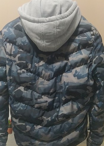 Gri Kamuflajlı Düğmeli Erkek Mont - Görsel 5