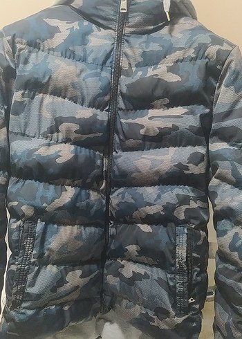 Gri Kamuflajlı Düğmeli Erkek Mont - Görsel 2