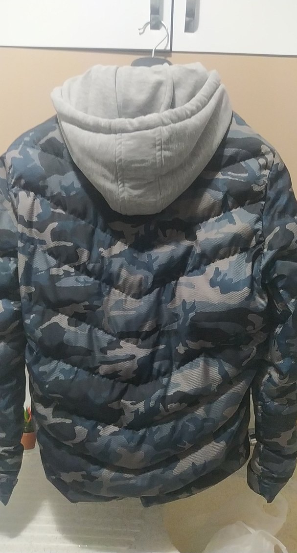 Gri Kamuflajlı Düğmeli Erkek Mont - Görsel 5