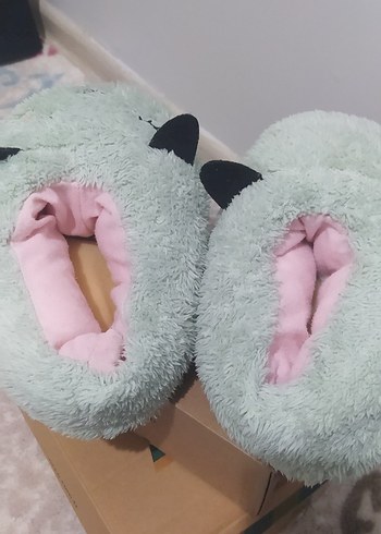 Kız Çocuk Gri Peluş Ev Terliği - Görsel 2