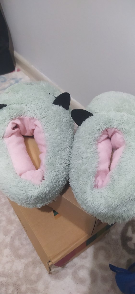 Kız Çocuk Gri Peluş Ev Terliği - Görsel 2