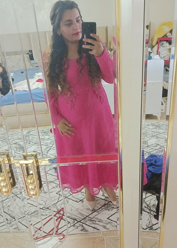 midi elbise fiyat bir adet içindir pembe 42 bej 44 beden - Görsel 2