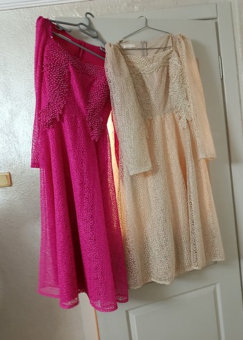 midi elbise fiyat bir adet içindir pembe 42 bej 44 beden - Görsel 3