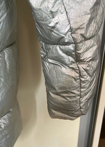 Kız Çocuk Gri Fermuarlı Şişme Mont - Görsel 7