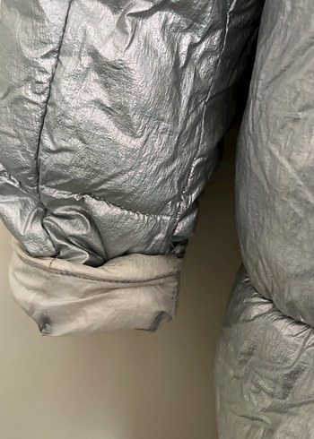 Kız Çocuk Gri Fermuarlı Şişme Mont - Görsel 5