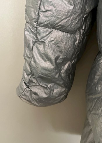 Kız Çocuk Gri Fermuarlı Şişme Mont - Görsel 8