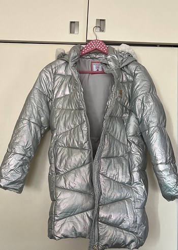 10 Yaş Beden Kız Çocuk Gri Fermuarlı Şişme Mont
