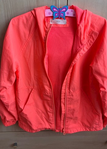 Kız Çocuk Neon fuşya Fermuarlı Yağmurluk - Görsel 3