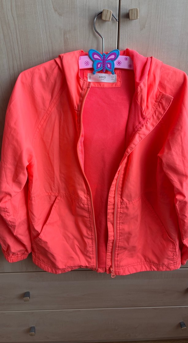 Kız Çocuk Neon fuşya Fermuarlı Yağmurluk - Görsel 3