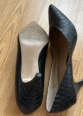 Kadın Siyah Yılan Derisi  görünümlü ayakkabı - Görsel 7