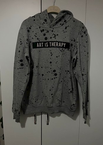 Gri Kapüşonlu Erkek Sweatshirt