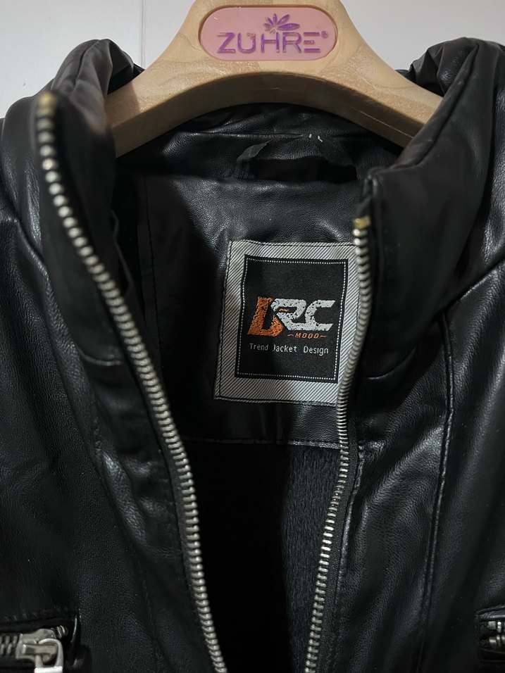 Erkek Siyah Deri Biker Ceket - Görsel 3