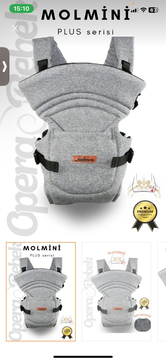Molmini Gri Bebek Taşıyıcı - Görsel 2