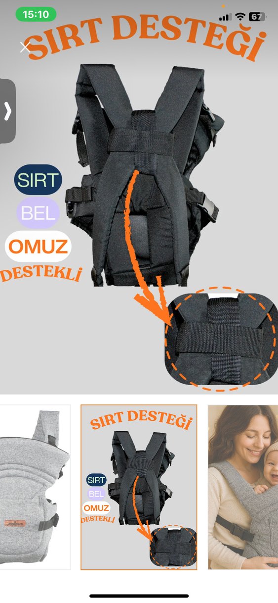 Molmini Gri Bebek Taşıyıcı - Görsel 3