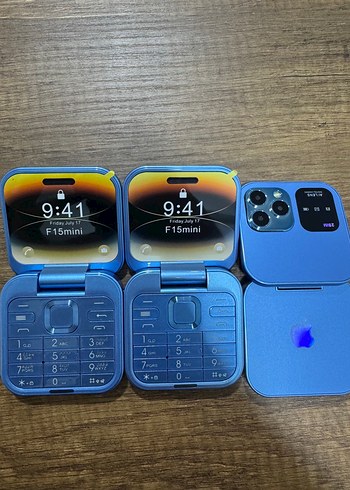 İPHONE Mavi Katlanabilir F15mini Telefon sıfır kayıtlı