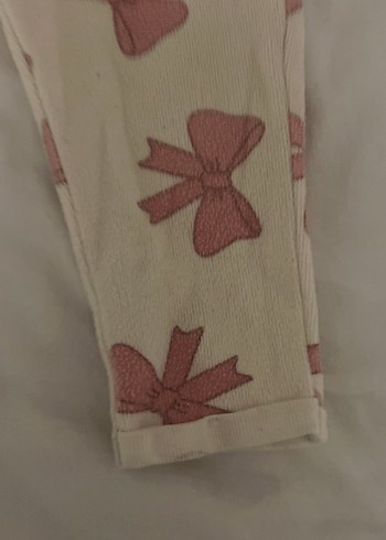 Beyaz Fiyonk Baskılı Kız Çocuk pantolon - Görsel 5