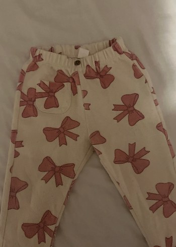 Beyaz Fiyonk Baskılı Kız Çocuk pantolon - Görsel 7