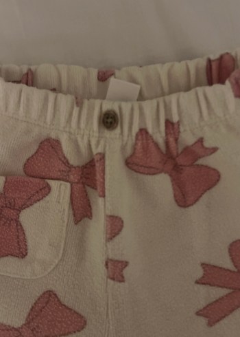 Beyaz Fiyonk Baskılı Kız Çocuk pantolon - Görsel 2