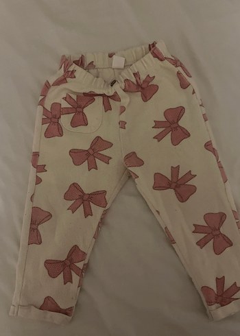 Beyaz Fiyonk Baskılı Kız Çocuk pantolon - Görsel 6