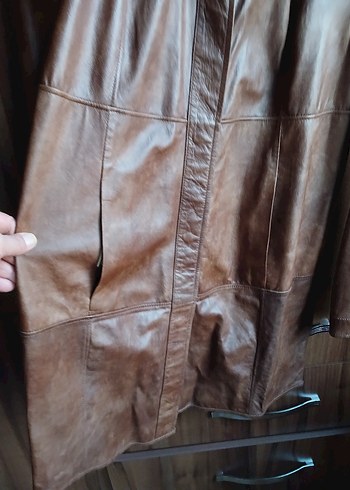 Baggio Rossini marka orta Uzunlukta Kahverengi Deri Kadın Ceket - Görsel 4