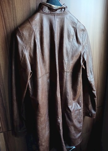 Baggio Rossini marka orta Uzunlukta Kahverengi Deri Kadın Ceket - Görsel 5