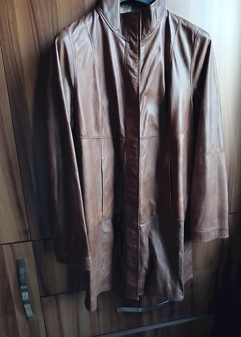 Baggio Rossini marka orta Uzunlukta Kahverengi Deri Kadın Ceket - Görsel 2