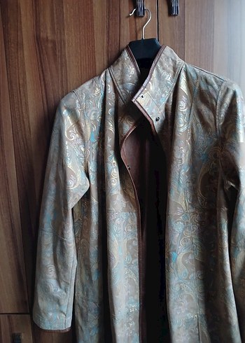 Baggio Rossini marka orta Uzunlukta Kahverengi Deri Kadın Ceket - Görsel 7