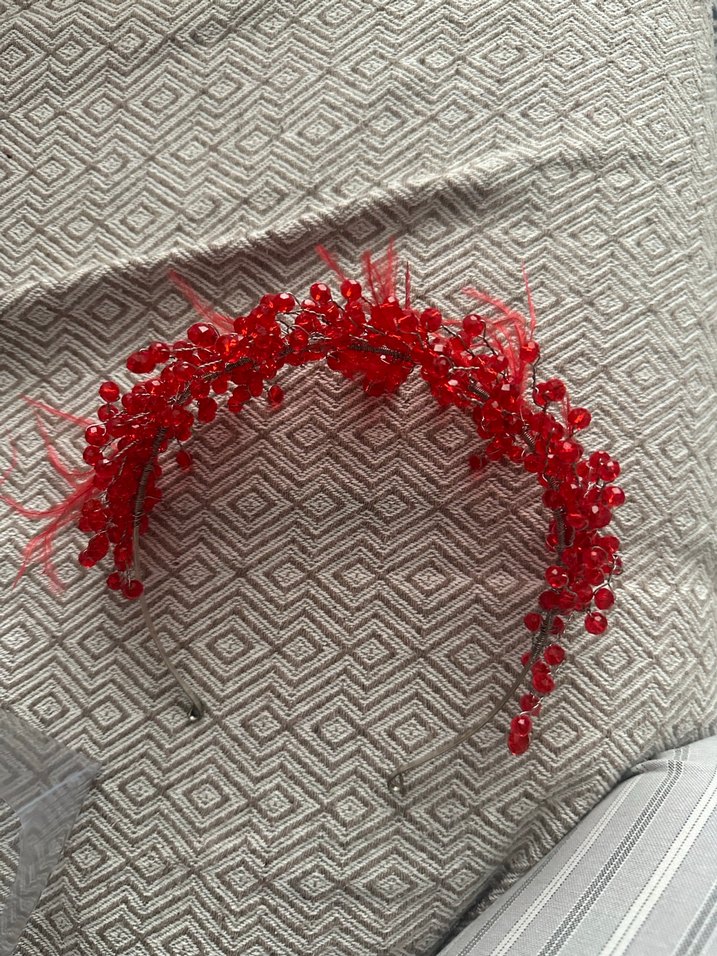 Kırmızı Boncuklu Bohem Saç Aksesuarı - Görsel 3