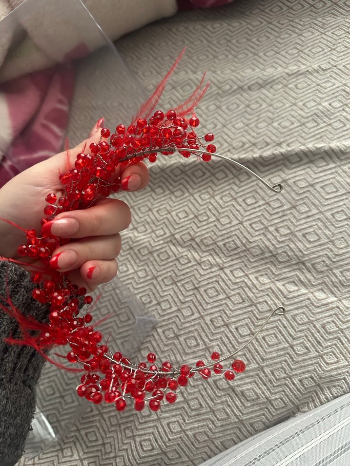 Kırmızı Boncuklu Bohem Saç Aksesuarı - Görsel 5