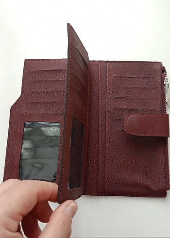 Beden bordo Renk Bordo Deri Fermuarlı Kadın Cüzdanı