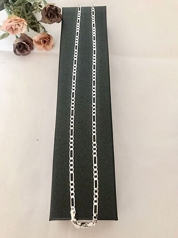 Beden beyaz Renk 925 AYAR GÜMÜŞ ERKEK FİGORA MODEL KOLYE