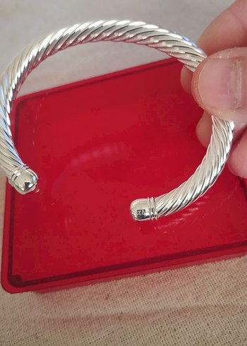 Beden gri Renk 925 AYAR GÜMÜŞ BURMA BİLEZİK