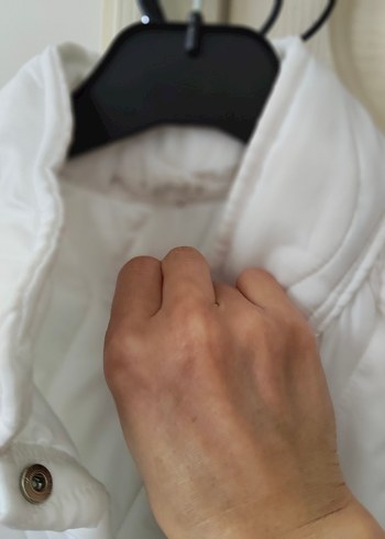 Düğmeli Beyaz Kadın Keten Ceket - Görsel 2