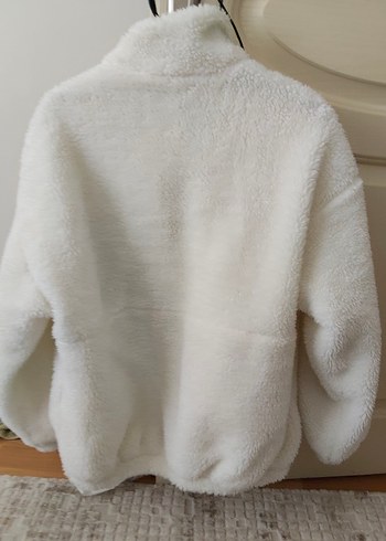 Beyaz Yumuşak Peluş Midi Ceket - Görsel 2