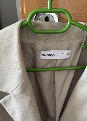40 Beden ten rengi Renk Bej Keten Kumaşlı Düğmeli Kadın Blazer