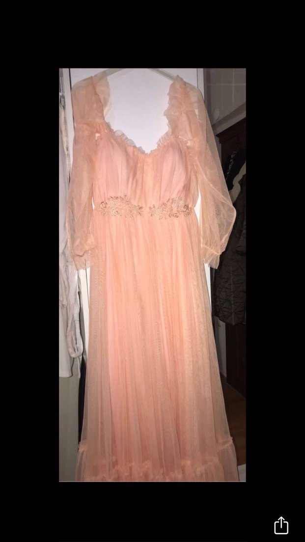 Pembe Nakışlı Uzun Bohem Elbise - Görsel 4